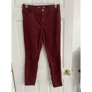 Old Navy Women's Red Corduroy Jeans Size 10 High Rise Super Skinny Stretch 32x28